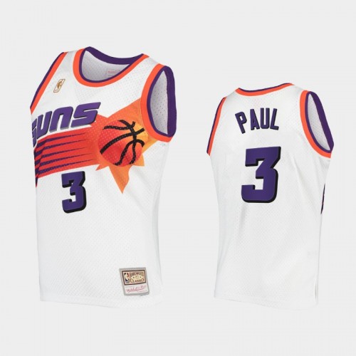 Men Phoenix Suns #3 Chris Paul White Hardwood Classics Authentic Jersey