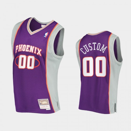 Men Phoenix Suns #00 Custom Purple Hardwood Classics Authentic Jersey