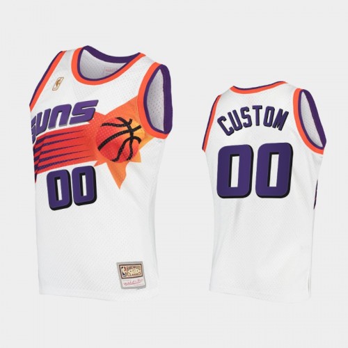 Men Phoenix Suns #00 Custom White Hardwood Classics Authentic Jersey