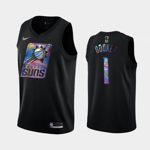 Phoenix Suns #1 Devin Booker Black Iridescent Holographic Limited Edition Jersey