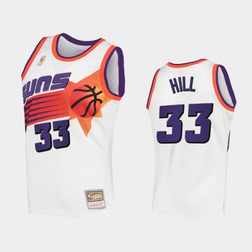 Men Phoenix Suns #33 Grant Hill White Hardwood Classics Authentic Jersey