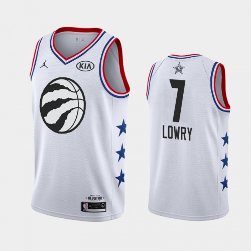 Men Toronto Raptors 2019 All-Star Game #7 Kyle Lowry White Finished Jersey