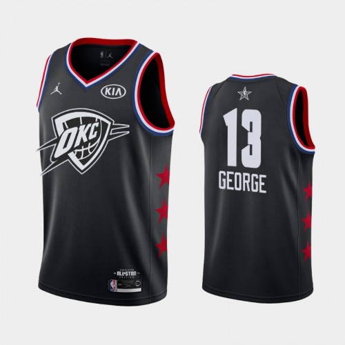 Men Oklahoma City Thunder 2019 All-Star Game #13 Paul George Black Finished Jersey