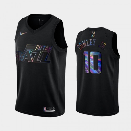 Utah Jazz #10 Mike Conley Jr. Black Iridescent Holographic Limited Edition Jersey