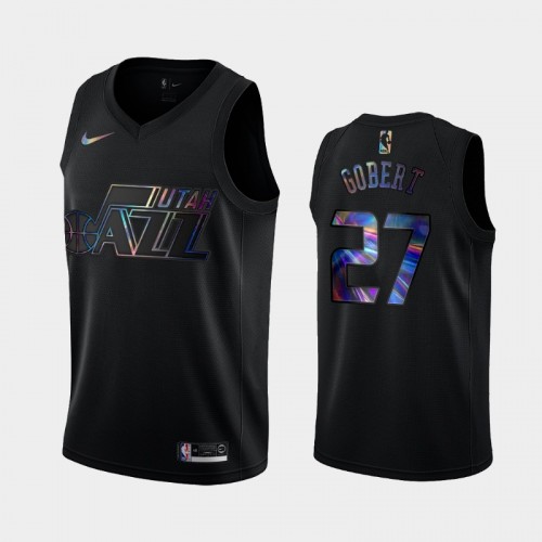 Utah Jazz #27 Rudy Gobert Black Iridescent Holographic Limited Edition Jersey