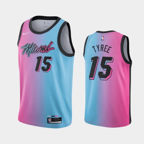 Men's Miami Heat #15 Breein Tyree 2020-21 City Pink Blue Jersey