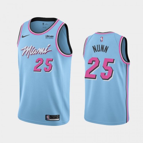 Men's Miami Heat #25 Kendrick Nunn 2019-20 City ViceWave Blue Jersey