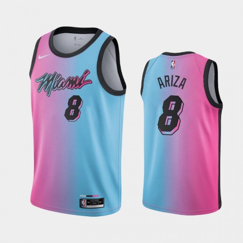 Men's Miami Heat #8 Trevor Ariza 2021 City Pink Blue Jersey