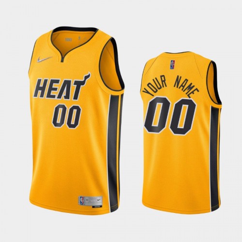 Men's Miami Heat #00 Custom 2021 Earned Yellow Jersey