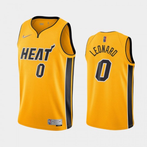 Men's Miami Heat #0 Meyers Leonard 2021 Earned Yellow Jersey
