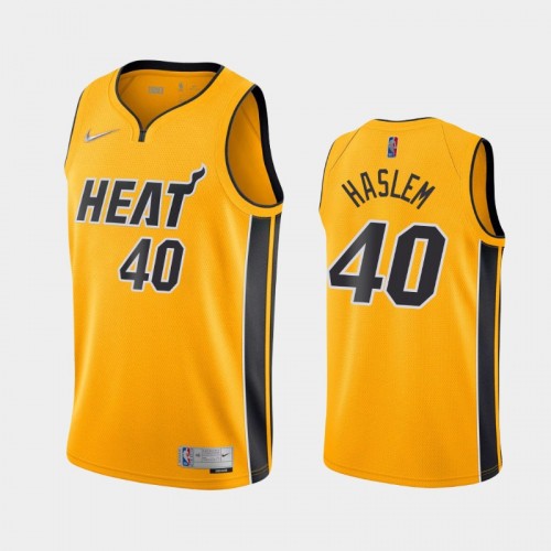 Men's Miami Heat #40 Udonis Haslem 2021 Earned Yellow Jersey