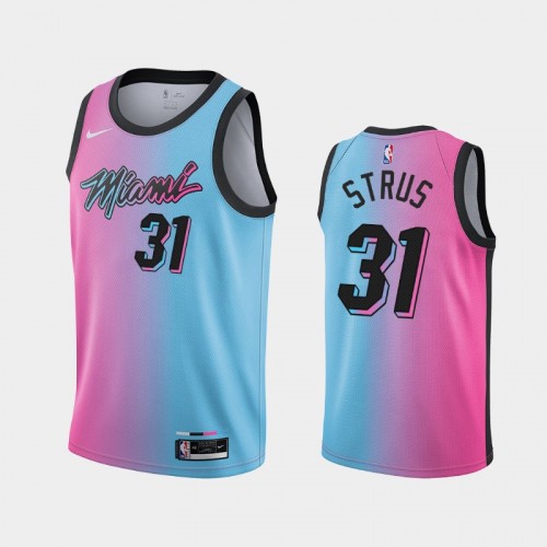 Men Miami Heat #31 Max Strus 2020-21 Rainbow City 2020 Trade Blue Pink Jersey