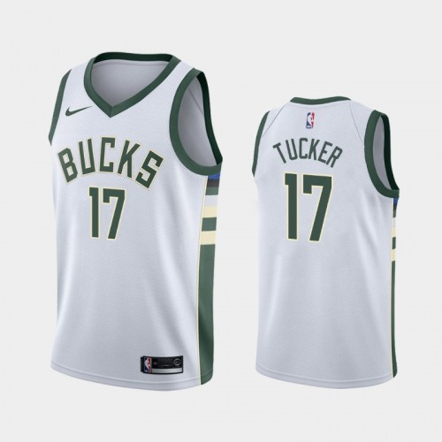 Men's Milwaukee Bucks #17 P.J. Tucker 2021 Association White Jersey