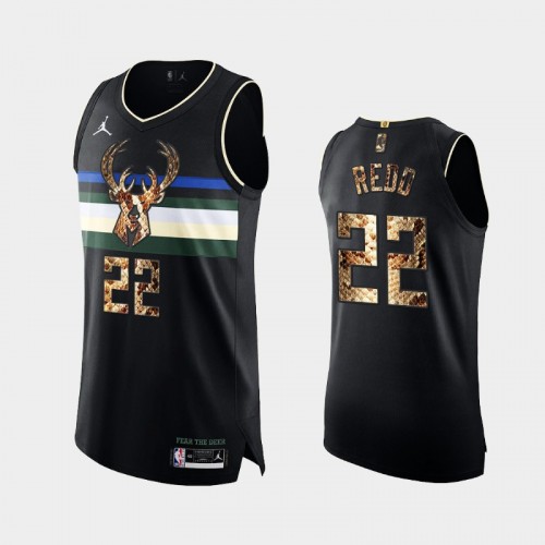 Milwaukee Bucks Michael Redd Men #22 Authentic Python Skin Black 2021 Exclusive Edition Jersey
