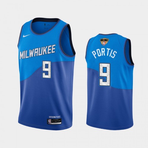 Milwaukee Bucks #9 Bobby Portis 2021 NBA Finals Bound City Edition Blue Jersey