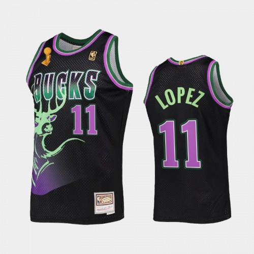 Milwaukee Bucks #11 Brook Lopez 2X NBA Finals Champions HWC Reload Black Jersey