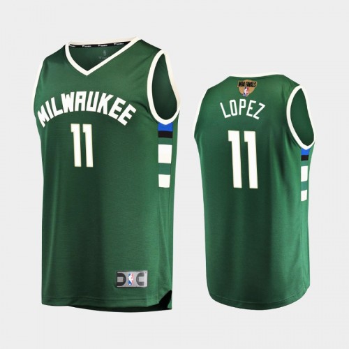 Milwaukee Bucks #11 Brook Lopez 2021 NBA Finals Bound Replica Green Jersey