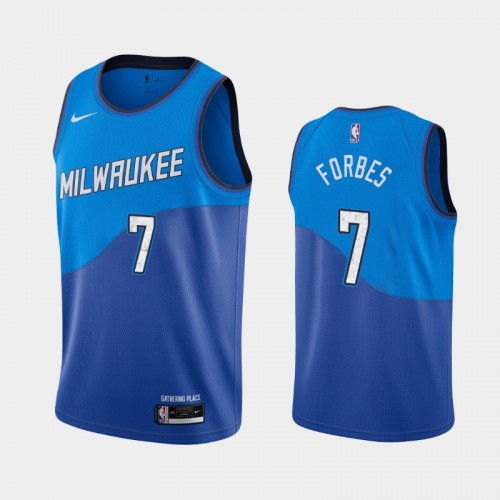 Men's Milwaukee Bucks #7 Bryn Forbes 2020-21 City Blue Jersey