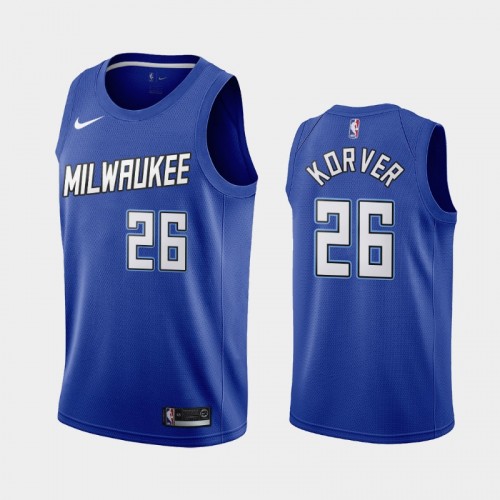 Men Milwaukee Bucks #26 Kyle Korver 2020-21 City Edition New Uniform Navy Jersey