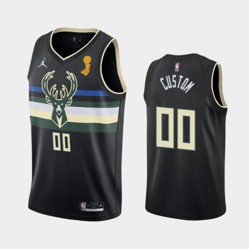 Milwaukee Bucks #00 Custom 2021 NBA Finals Champions Black Golden Edition Jersey