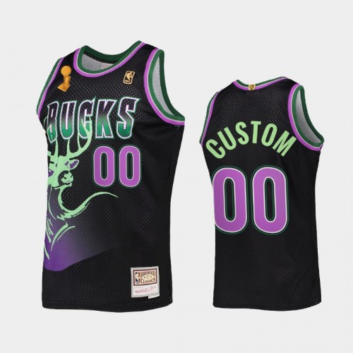 Milwaukee Bucks #00 Custom 2X NBA Finals Champions HWC Reload Black Jersey