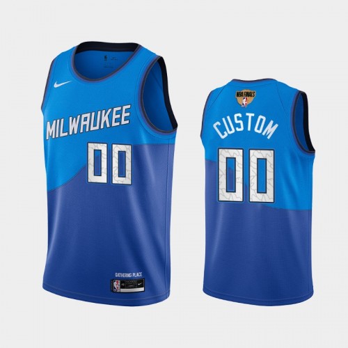 Milwaukee Bucks #00 Custom 2021 NBA Finals Bound City Edition Blue Jersey
