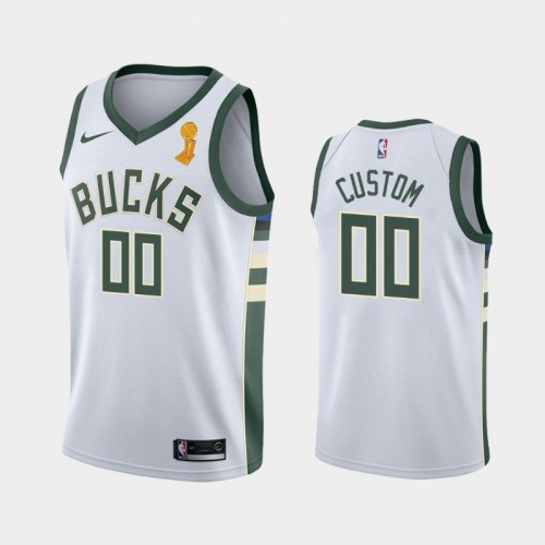 Milwaukee Bucks #00 Custom 2021 NBA Finals Champions White Jersey
