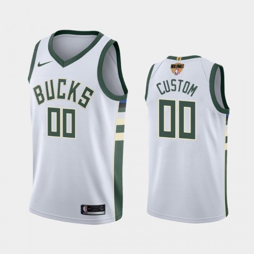 Milwaukee Bucks #00 Custom 2021 NBA Finals 1x Champs patch White Jersey