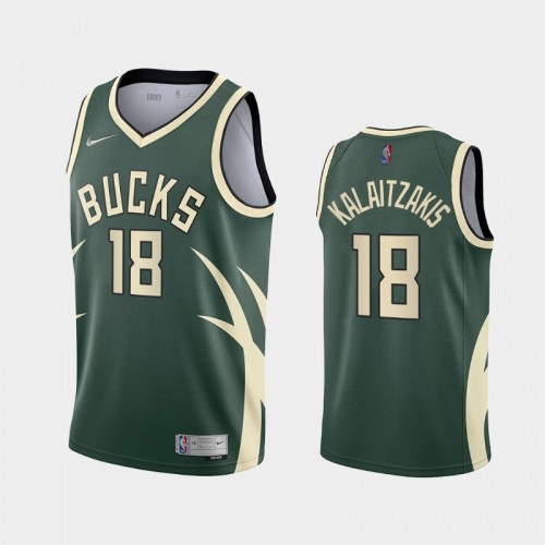 Milwaukee Bucks Georgios Kalaitzakis Men #18 Earned Edition 2021 NBA Draft Green Jersey
