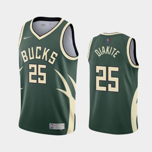Men's Milwaukee Bucks #25 Mamadi Diakite 2021 Earned Green Jersey