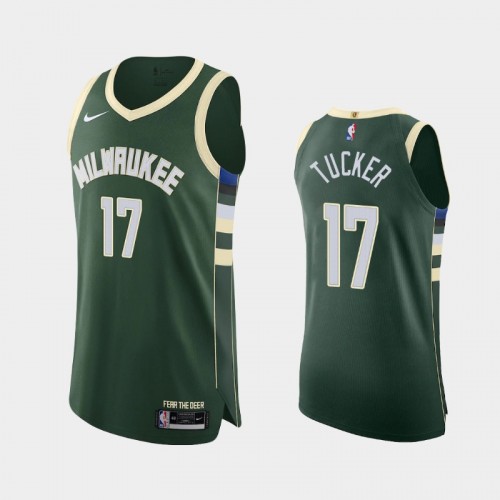 Men's Milwaukee Bucks #17 P.J. Tucker 2021 Icon Authentic Green Jersey