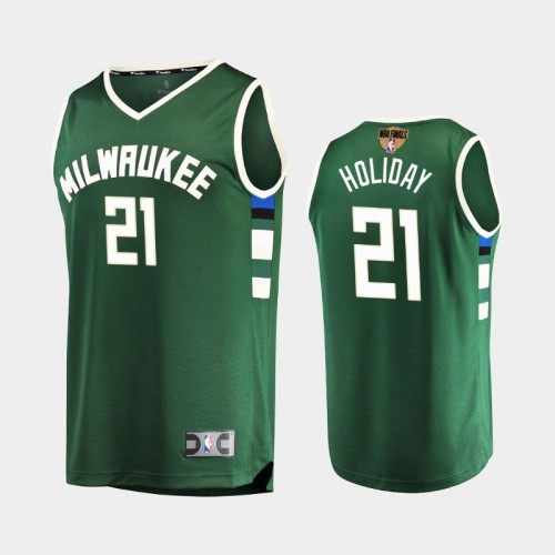 Milwaukee Bucks #21 Jrue Holiday 2021 NBA Finals Bound Replica Green Jersey