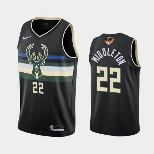 Milwaukee Bucks #22 Khris Middleton 2021 NBA Finals Statement Edition Black Jersey