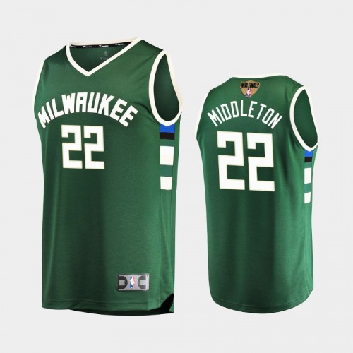 Milwaukee Bucks #22 Khris Middleton 2021 NBA Finals Bound Replica Green Jersey