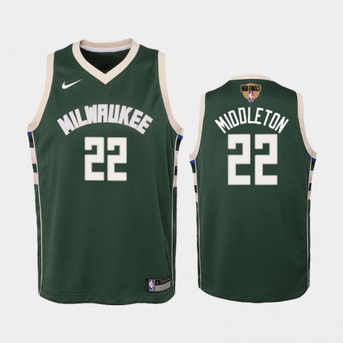 Milwaukee Bucks #22 Khris Middleton 2021 NBA Finals Icon Edition Green Jersey