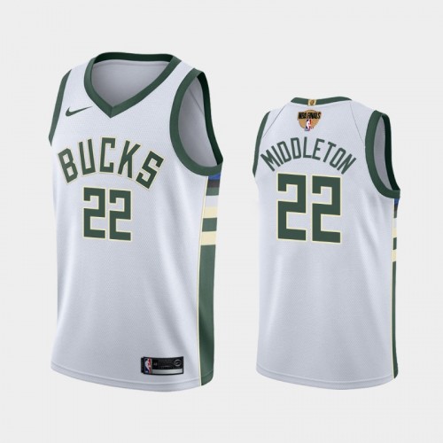 Milwaukee Bucks #22 Khris Middleton 2021 NBA Finals 1x Champs patch White Jersey