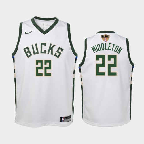 Milwaukee Bucks #22 Khris Middleton 2021 NBA Finals Association Edition White Jersey