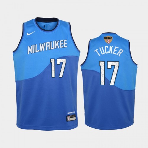 Milwaukee Bucks #17 P.J. Tucker 2021 NBA Finals City Edition Blue Jersey