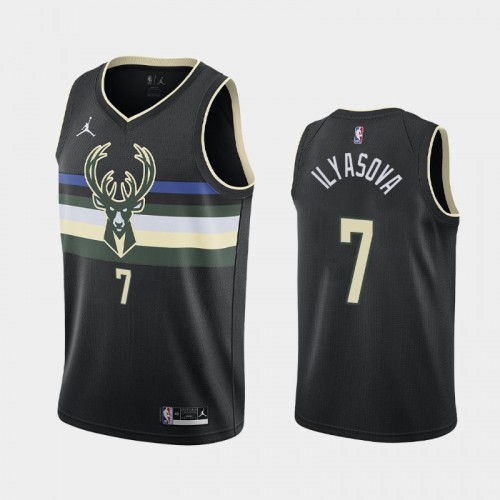 Men's Milwaukee Bucks #7 Ersan Ilyasova 2020-21 Statement Black Jersey