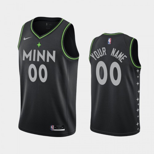 Men's Minnesota Timberwolves #00 Custom 2020-21 City Black Jersey