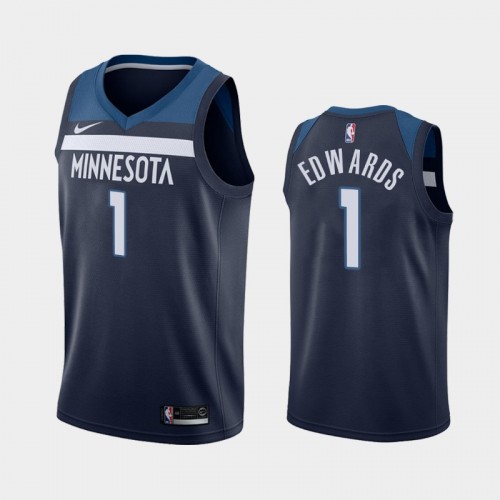 Men's Minnesota Timberwolves Anthony Edwards #1 Icon 2020 NBA Draft First Overall Pick Navy Jersey