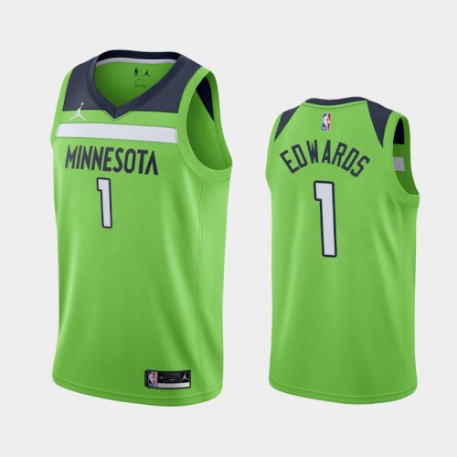 Men's Minnesota Timberwolves Anthony Edwards #1 Statement 2020 NBA Draft First Overall Pick Green Jersey