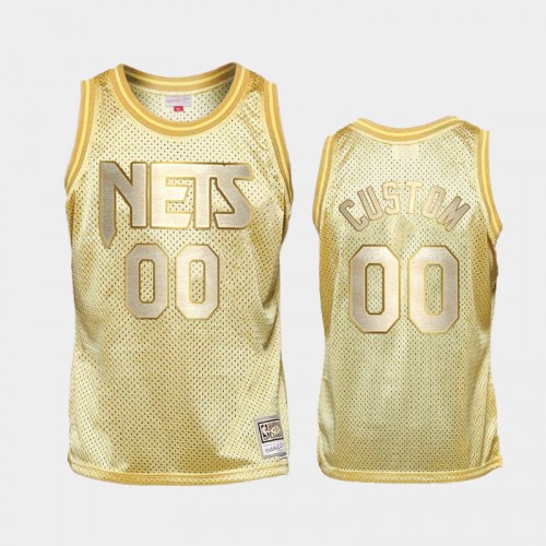 Limited Gold Brooklyn Nets #00 Custom Midas SM Jersey