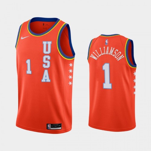 Men's Zion Williamson #1 2021 NBA Rising Star USA Team Orange Jersey