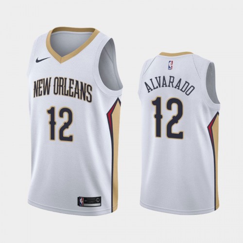 New Orleans Pelicans Jose Alvarado Men #12 Association Edition 2021 NBA Draft White Jersey