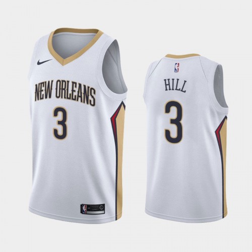 Men's New Orleans Pelicans George Hill #3 2020-21 Association White Jersey