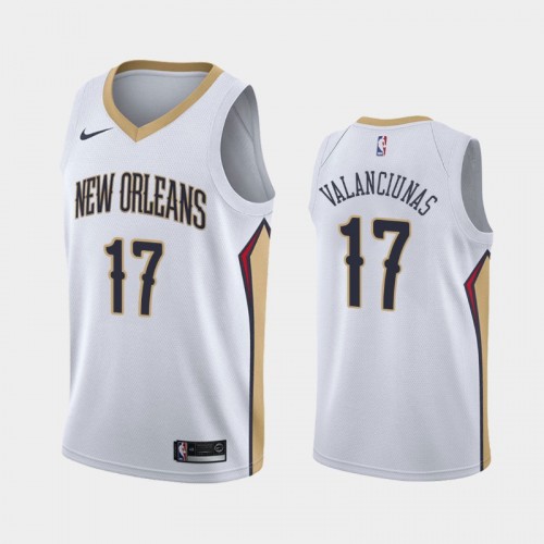 New Orleans Pelicans Jonas Valanciunas Men #17 Association White Jersey