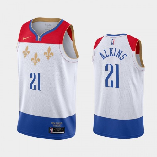 Men's New Orleans Pelicans #21 Rawle Alkins 2020-21 City White Jersey