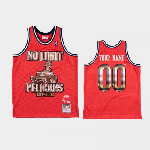 Men's New Orleans Pelicans #00 Custom Red NBA Remix Jersey - No Limit