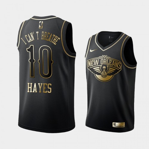 New Orleans Pelicans Jaxson Hayes Men #10 I Can't Breathe Black Golden Limited Jersey